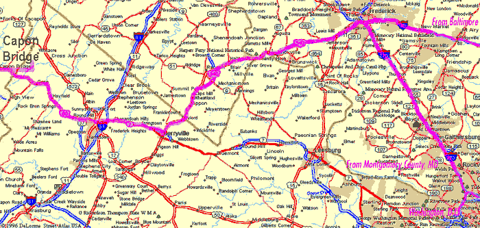 Map - Baltimore amd MD Suburbs to Capon Bridge, WV.